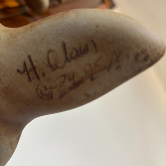 Vintage Hazel Olsen 1989 Handcrafted Dolphin Art Pottery Wood Wind Chime Bell - Picture 4 of 6